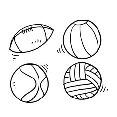Obraz premium hand drawn doodle ball sport collection icon isolated background
