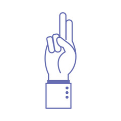 u hand sign language line and fill style icon vector design