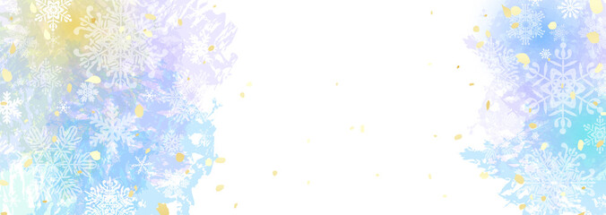 落ち着いた色合いの冬の背景イラスト　グラデーションと雪の結晶