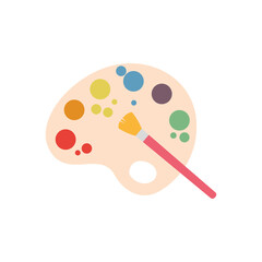 Isolated paint palette icon with a paintbrush - Vector illustration