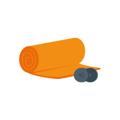 Exercise mat and weights icon - Vector illustration