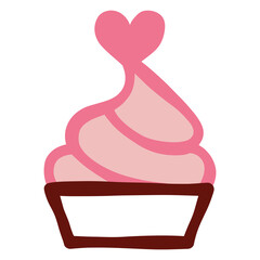 Isolated sweet cupcake saint valentin holiday icon - Vector