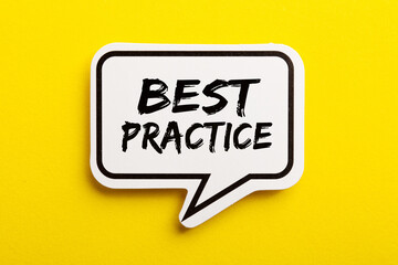 Best Practice Speech Bubble Isolated On Yellow Background