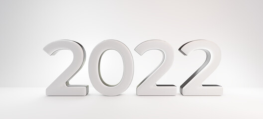 2022 white light gray bold letters symbol background 3d-illustration