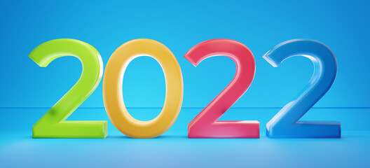 2022 colorful bold letters symbol background 3d-illustration