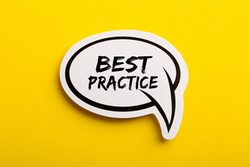 Best Practice Speech Bubble Isolated On Yellow Background