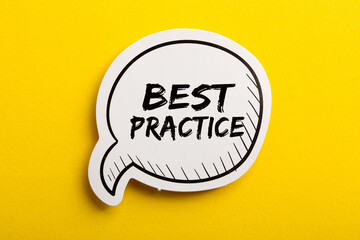 Best Practice Speech Bubble Isolated On Yellow Background