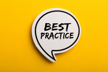 Best Practice Speech Bubble Isolated On Yellow Background