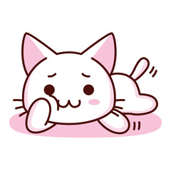 Isolated kitty bored emoji cute sticker icon- Vector