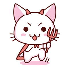 Isolated kitty evil emoji cute sticker icon- Vector
