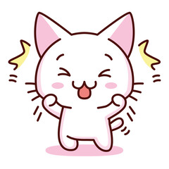 Isolated kitty happy emoji cute sticker icon- Vector
