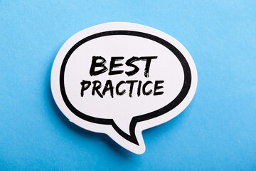 Best Practice Speech Bubble Isolated On Blue Background