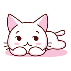 Isolated kitty bored emoji cute sticker icon- Vector