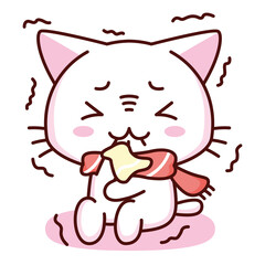 Isolated kitty sick emoji cute sticker icon- Vector