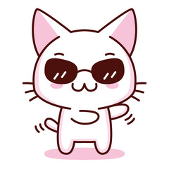 Isolated kitty curious emoji cute sticker icon- Vector