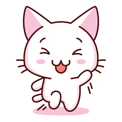 Isolated kitty happy emoji cute sticker icon- Vector