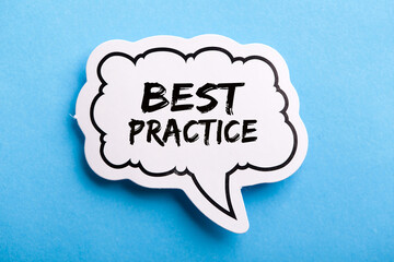 Best Practice Speech Bubble Isolated On Blue Background