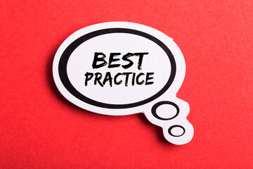 Best Practice Speech Bubble Isolated On Red Background