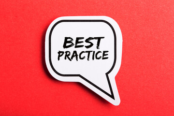 Best Practice Speech Bubble Isolated On Red Background