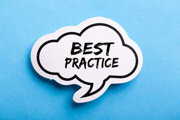 Best Practice Speech Bubble Isolated On Blue Background