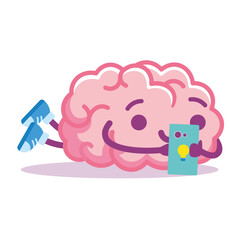 Isolated brain look emoji emotion cute icon- Vector