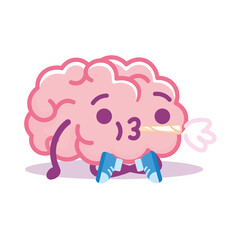 Isolated brain whistle emoji emotion cute icon- Vector