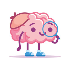 Isolated brain science emoji emotion cute icon- Vector