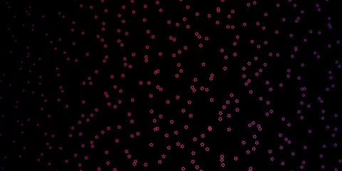 Dark Purple, Pink vector background with small and big stars. Shining colorful illustration with small and big stars. Pattern for websites, landing pages.