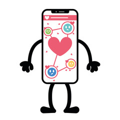 Isolated wall app smartphone emotion emoji icon- Vector