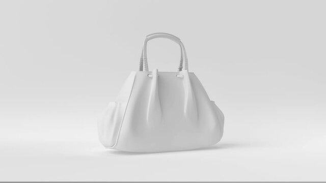 Creative minimal paper idea. Concept white bag with white background. 3d render, 3d illustration.