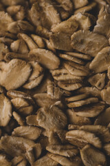 Macro close up portrait of organic oatmeal , studio lighting, selective focus