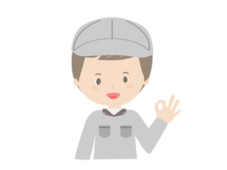 Men in work clothes to pose OK