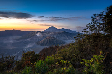 Obraz na płótnie Canvas Mount Bromo and its caldera view as seen from Pananjakan