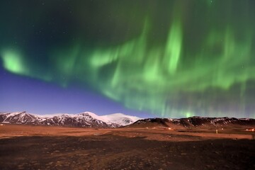 Fototapeta na wymiar Fantastic Northern Lights in Iceland, Aurora Borealis
