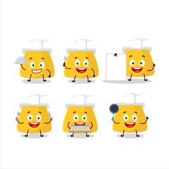 Cartoon character of coin purse with various chef emoticons