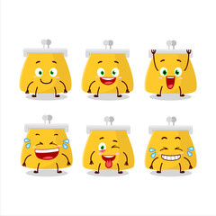 Naklejka premium Cartoon character of coin purse with smile expression