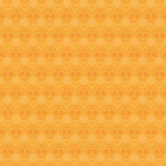 Fototapeta premium Mexican skulls pattern and orange background vector design