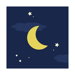 Obraz na płótnie Canvas シンプルな夜イメージの角型アイコン