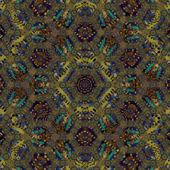 Kaleidoscope background pattern visible inside the eyelids when eyes closed
