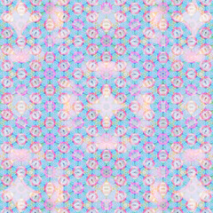 Kaleidoscope background pattern visible inside the eyelids when eyes closed
