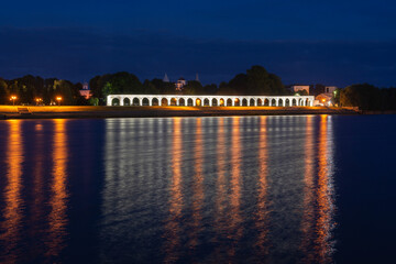 Naklejka premium Russia. Velikiy Novgorod. Yaroslav's Court in the evening. Trade side.