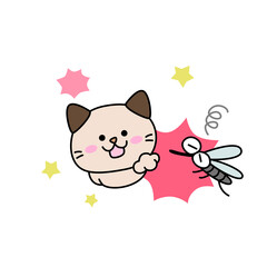 蚊をやっつける猫