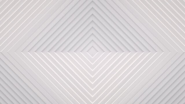 Wave from concentric squares, diamonds on the surface. Bright, milky radio wave abstract motion background. Seamless loop.