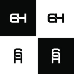 6h letter initial monogram logo design set