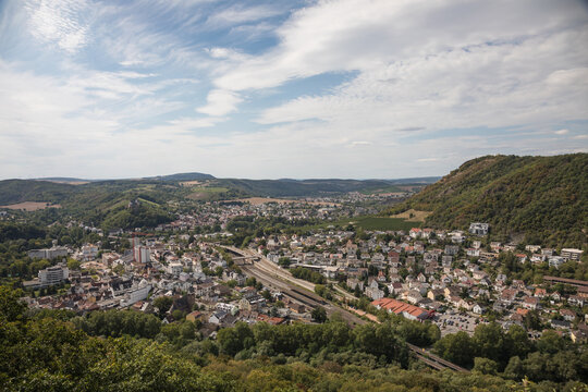 Bad M&uuml;nster am Stein Ebernburg, Stadtansicht vom Berg gegen&uuml;ber