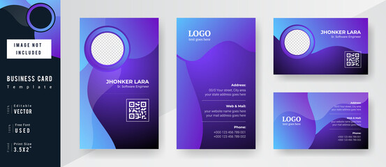 Horizontal & Vertical Creative Gradient Color business card Template.