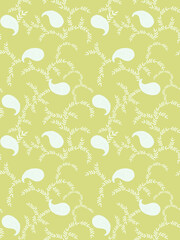 traditional Indian paisley pattern on yellow    background