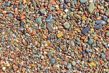 Abstract Colorful Pebbles Background. Beautiful Colorful Pebbles Texture. Colorful Sea Stone Background. Abstract Nature Background