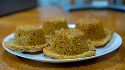 Ugly looking plain muffin cake turned upside down