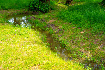 wooden bridge over the river behind the house